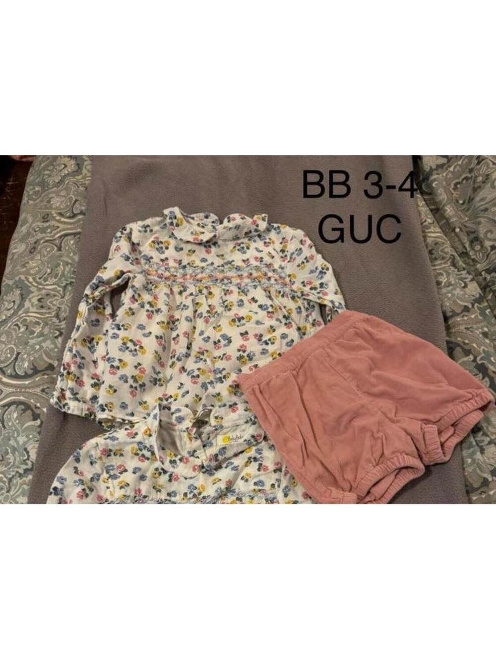 Boden 3-4y floral cord shorts set